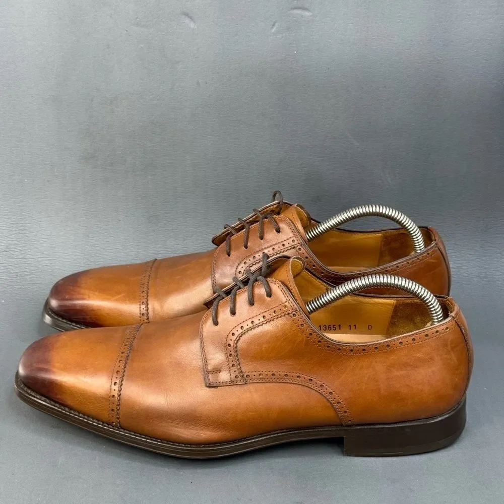 Magnanni Federico Brown Leather Cap Toe Calfskin oxfords mens size 11